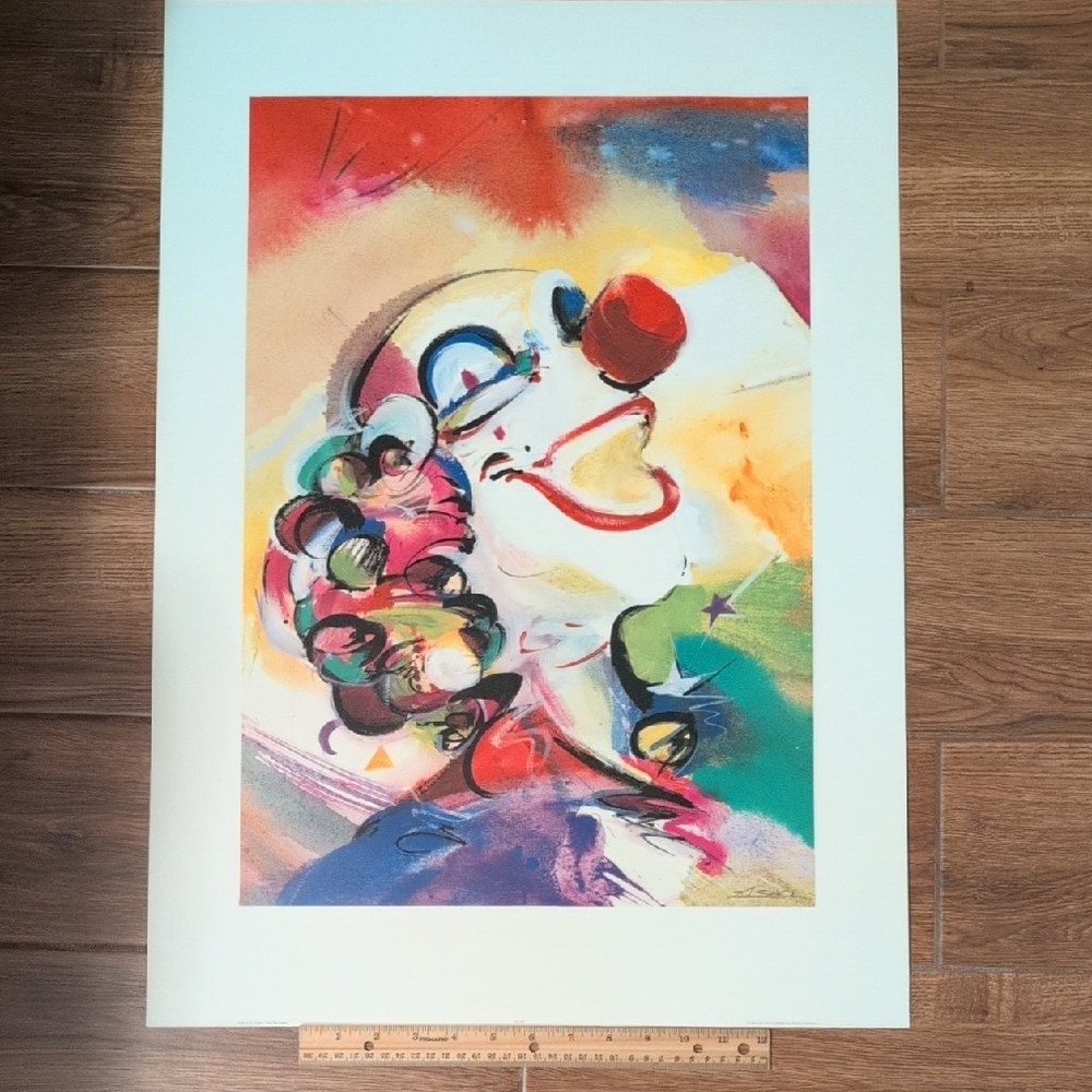 Alfred Gockel, The Winner 21.75"x15" Lithograph, Vibrant Clown Art Print
